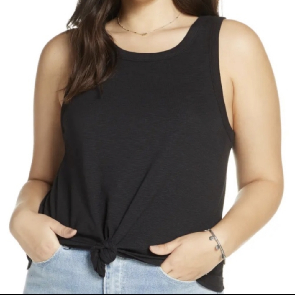 Madewell black audio tie front tank